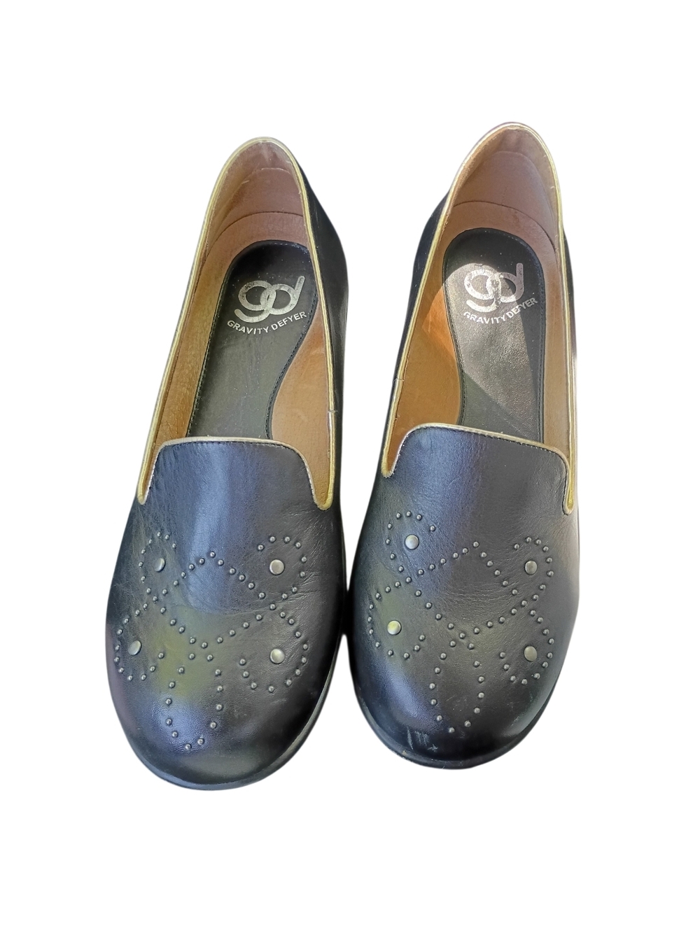 Gravity Defyer Women's Black Slip-On Studded Comfort Loafers